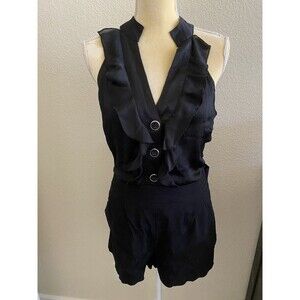 Womens Grass Collection black strappy summer shorts romper open back junior SZ 9